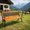 Produktbild: Stabile und massive Parkbank Holz Metall Gartenbank Sitzbank 125 x 52 x 74 cm
