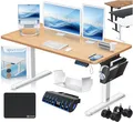Produktbild: KESSER® Höhenverstellbarer Schreibtisch elektrisch 120cm x 60cm | Ergonomisch Steh-Sitz Schreibtisch | 3-Funktions-Memory Steuerung | Inkl. 360° Rollen & USB-Ladeanschluss Computertisch für Homeoffice