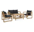 Produktbild: vidaXL Gartenlounge-Set 4-tlg. Garten-Lounge-Set mit Auflagen Bambus, (4-tlg)