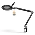Produktbild: Lumeno dimmbare LED Lupenleuchte 8513SW mit großer 152 mm Echtglaslinse, einstellbare Helligkeitsstufen, geeignet als Arbeitsleuchte, Lupenlampe, Lesehilfe, 3 Dioptrien Schwarz