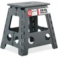 Produktbild: Klapphocker Faltbar, Camping Hocker, Großer Badhocker, Bis 150 Kg, Kunststoff, Hxbxt: 39 X 39 X 32 Cm, Grau - Relaxdays