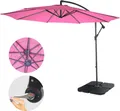 Produktbild: Ampelschirm Acerra, Sonnenschirm Sonnenschutz, Ø 3m neigbar, Polyester/Stahl 11kg - pink mit Ständer