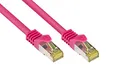 Produktbild: Good Connections RJ45 Ethernet LAN Patchkabel mit Cat. 7 Rohkabel und Rastnasenschutz RNS, S/FTP, PiMF, halogenfrei, 500MHz, OFC, 10-Gigabit-fähig (10/100/1000/10000-Base-T Ethernet Netzwerke) - z.B. für Patchpanel, Switch, Router, Modem - magenta, 1 m