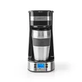 Produktbild: 1-Tassen-Kaffeemaschine mit Timer Edelstahl silber + schwarz Thermobecher Thermo