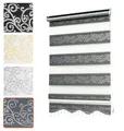 Produktbild: Bailena® Doppelrollo Klemmfix ohne Bohren - 4in1 Duo Rollo mit Muster Grau Silber Glitzernd 80x200cm - Ranken & Blumen Motiv Doppelrollo mit Perlen - Gardinen Rollos für Fenster & Tür