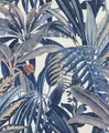 Produktbild: Rasch Tapeten 689501 - Vliestapete mit exotischen Blättern in Blau und Grau aus der Kollektion Symphony - 10,05 m x 0,53 m (LxB)
