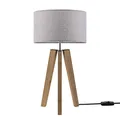 Produktbild: Paco Home Tischlampe Nachttisch Deko Wohnzimmer Leselampe Tischleuchte Nachttischlampe Schlafzimmer E14 Fassung Stoff Lampenschirm Mit Schalter Holz