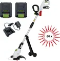 Produktbild: Akku Rasentrimmer 20 V 2,0 Ah mit 2 Akkus & Ladegerät 26 cm Kantenschneider inkl. 60x Ersatzmesser