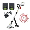 Produktbild: Rasentrimmer Freischneider Motorsense 20V mit 2x Akku Ladegerät 60x Nylonmesser