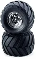 Produktbild: Tamiya 309805618 - Reifen mit Felgen Links/Rechts/Vorne, Schwarz