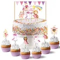 Produktbild: Papierdrachen Cake Topper Einhorn - Kuchendekoration Kuchen Topper 19-teilig - Decor Pics für Geburtstagskuchen - Kindergeburtstag Tortendeko - Set 2