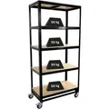 Produktbild: PROREGAL Kommissionierwagen BÜFFEL Fahrbares Kommissionierregal 192x90x50cm 5 Ebenen Fachlast 50kg 2x Mit Feststellbremse Schwarz