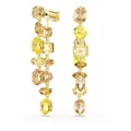 Produktbild: Swarovski Gema Drop-Ohrhänger, Vergoldete Ohrringe mit Zwei Asymmetrischen Ketten mit gelb- und bernsteinfarbenen Kristallen in Krappenfassung und Verschiedenen Schliffen, Größe: 5.8 x 0.9 cm