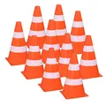 Produktbild: Idena - Pylonen 10 Stück, Warn-Kegel aus Kunststoff in Orange mit weißen Streifen, ca. 15,5 cm hoch, stapelbar, Verkehrshütchen für Sport, Freizeit, Slalom, Fußball und Vereine