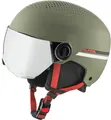 Produktbild: ALPINA ZUPO Visor Q-LITE - hochwertiger & sicherer Skihelm für Kinder, mit abnehmbaren Ohrenpolstern, mit kontrastverstärkendem Visier - Olive-red matt - M (51-55 cm)