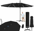 Produktbild: KESSER® Sonnenschirm Doppelsonnenschirm mit LED 4,6m x 2,7m | Ampelschirm Abdeckung| Kurbelschirm Aluminium wasserabweisend Neigbar Kippbar 360° Drehbar Schwarz