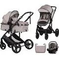 Produktbild: Chipolino Kinderwagen 3 in 1 Amore Babyschale Adapter Wickeltasche Fußabdeckung braun - Braun/Beige