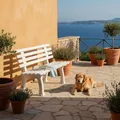 Produktbild: PROREGAL Gartenbank Antigua | 2-Sitzer | Weiß | HxBxT 74x120x54cm | Witterungs- & UV-beständiger Kunststoff | Parkbank Sitzbank Außenbereich Garten Balkon Terrasse
