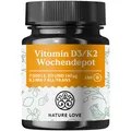 Produktbild: NATURE LOVE® Vitamin D3 K2 Wochendepot – 180 Stück – 7000IE D3 + 140µg K2/Tablette >99,7% all-trans
