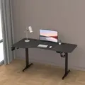 Produktbild: Höhenverstellbarer Tisch Oxnard 160 x 75 cm elektrisch Schreibtisch mit Memory-Funktion Arbeitstisch bis 80 kg Computertisch mit Getränkehalter K... - Schwarz