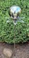 Produktbild: Jürgen Bocker Garten-Ambiente Blütenzauber Paris Rosenkugel 10 cm Edelstahl Gartenstecker Deko mit Stab 80 cm (Silber poliert)