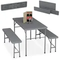 Produktbild: Relaxdays Bierzeltgarnitur, Grau, Kunststoff, Metall, rechteckig, Gartenmöbel, Gartenmöbel-Sets