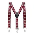 Produktbild: MASADA Herren Hosenträger mit robusten Karabiner Verschluss stufenlos verstellbar 3,5 cm breit und bis zu 195 cm Körpergröße - Paisley Rot