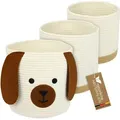 Produktbild: HMF Aufbewahrungskorb mit versteckten Griffen, 3er Set, Korb für Kinderzimmer aus Baumwolle, Hund, Groß, Mittel, Klein