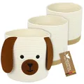 Produktbild: HMF Aufbewahrungskorb mit versteckten Griffen, 3er Set, Korb für Kinderzimmer aus Baumwolle | Hund | Groß, Mittel, Klein