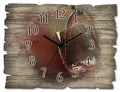 Produktbild: ARTLAND Wanddeko Wanduhr ohne Tickgeräusche aus Holz Funkuhr 40x30 cm Rechteckig Lautlos Wein Rotwein Bildmalerei Klassisch Originell T5PV