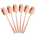 Produktbild: BISDARUN Spork Göffel Titan 18/10 Edelstahl Sporks Lang 21,3 CM(8,4 Inch) 6 Stück Metall Gabel Löffel Campingbesteck für Obstsalat Nudelsuppe Roségold