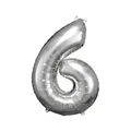 Produktbild: Grosse Zahl 6 Silber Folienballon N34 55 cm x 88 cm