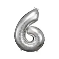 Produktbild: Grosse Zahl 6 Silber Folienballon N34 55 cm x 88 cm