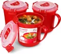 Produktbild: Sistema Microwave Suppentasse | 656 ml | BPA-frei | rot | 3 Stück