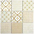 Produktbild: Keramik Mosaik Fliese Wand weiss beige braun Patchwork Ornament Dekor Vintage Mosaikfliese Wand Fliesenspiegel - MOS22B-WB12