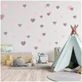 Produktbild: Wandsticker personalisiert Sticker Aquarell Tiere mit Name Wandtattoo für Kinderzimmer Babyzimmer Spielzimmer Mädchen Junge Y037 (Nr. 26 Herzen, Ohne Wunschname)
