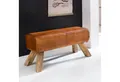 Produktbild: FINEBUY Hockerbank FB45549 Sitzhocker FB45549 Holz 90x30x43 cm Garderobenbank Leder (Sitzhocker 90x30x43 cm Echtleder Modern Springbock), Lederhocker Turnbock, Turnbank Hocker Gepolstert