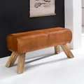 Produktbild: Sitzbank Turnbock Cognac Echtleder Lederhocker Sprinbock Hocker Garderobenbank