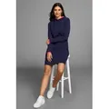 Produktbild: Strickkleid LAURA SCOTT, Damen, Gr. 40, N-Gr, blau (marine, pink), Strick, Obermaterial: 50% Viskose, 28% Polyester, 22% Polyamid, kontrastfarbene Details, unifarben, figurumspielend mini, kontrastfarben, Kleider Strickkleid, mit Kontrastfarbakzenten und Kapuze