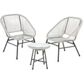 Produktbild: Svita Tulum Balkon-Möbel 3-tlg. Garten-Möbel Set Balkonstühle Mit Tisch Weiß