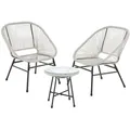 Produktbild: SVITA TULUM Balkon-Möbel 3-tlg. Garten-Möbel Set Balkonstühle mit Tisch Weiß - Weiß