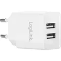 Produktbild: LogiLink USB Steckdosenadapter 2 x USB Port 10,5 W weiß - Weiß
