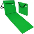 Produktbild: DETEX® Strandmatte mit Rückenlehne Gepolstert Grün Sonnenliege klappbar UV-beständig Tasche Reißverschluss Kissen Tragegurt Garten Camping Picknick Liegematte 158x56cm
