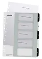 Produktbild: Leitz Register für A4, PC-beschriftbares Deckblatt und 5 Trennblätter, Taben mit Zahlenaufdruck 1-5, Überbreite, Weiß/Schwarz, Polypropylen, WOW, 12130000
