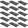 Produktbild: 15er SET StickandShine Stufenmatte in dunkelgrau eckig für Treppenstufen, Treppenstufenmatte zum aufkleben - Dunkelgrau