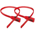 Produktbild: BASI 2er Pack Kabelbinder-Schloss | Universelles Sicherheitsband mit Stahlkern | ultraleicht & flexibel | Multifunktionsschloss Kabelschloss | Farbe ROT | 2 Stück