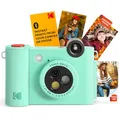 Produktbild: KODAK Smile+ 2-in-1 Digitale Sofortbildkamera & kabelloser Bluetooth-Fotodrucker - 10MP, Spezialeffekt-Drehobjektiv, Zink 2x3” Klebefotos, Drucken über Fun-App von Smart Devices - Grün