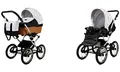 Produktbild: BabyLux ALU 2in1 Kinderwagen für Kleinkinder – Kinderwagen für Neugeborene und Kleinkinder – Baby Neugeborenen Kinderwagen – 59x105x125cm – Max. 15kg – Black Dots Silver Frame