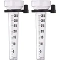 Produktbild: Regenmesser 2er Set, mit Halter, Niederschlagsmesser Garten, große Anzeige 35 mm/m2, Kunststoff, transparent - Relaxdays