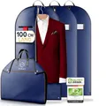Produktbild: FiRiO® 3 x Premium Kleidersack für Anzug, Hemd & Co - BIS 50% DICKERES MATERIAL - Faltbare Business Anzugtasche - Atmungsaktive Kleiderhülle für Reise & Aufbewahrung - Kleidersäcke - Größe: 100x60cm